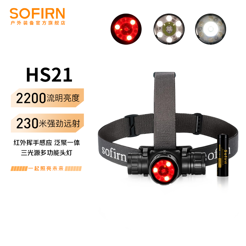 sofirn  HS21 索菲恩头灯强光超长续航户外露营头戴式夜钓钓鱼专用 HS21套餐6K含电池