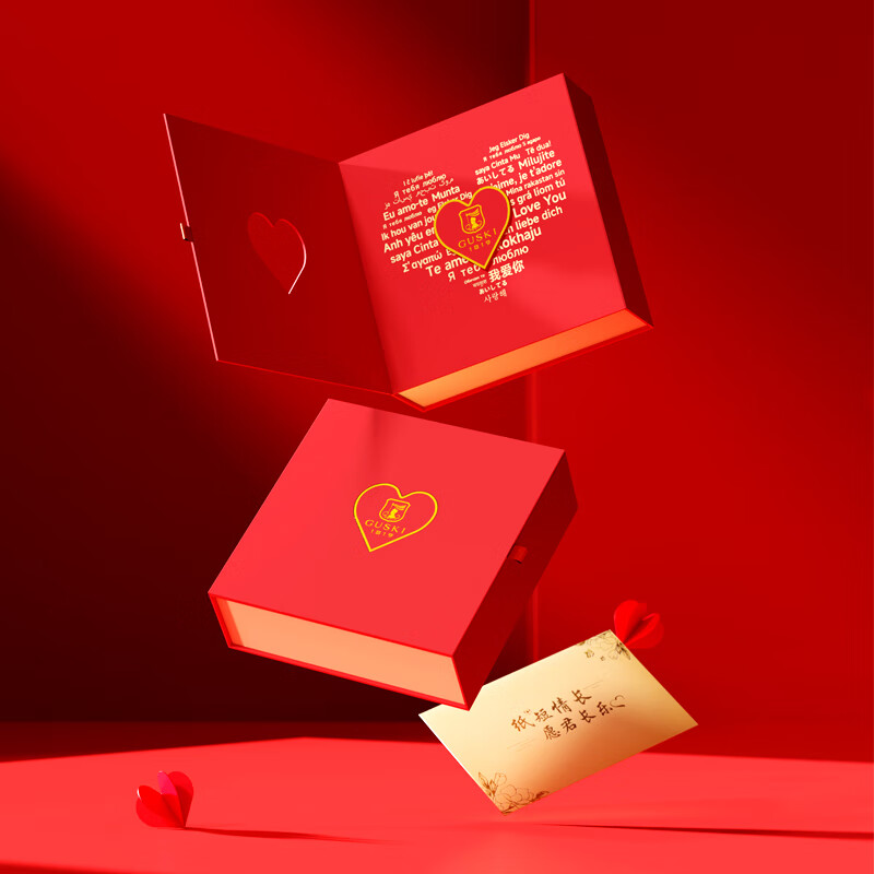 古士旗（GUSKI）男士皮带真皮自动扣头层牛皮腰带男裤带高档生日礼物送男友老公 枪扣-送礼推荐【红色挚爱礼盒】 110cm -130cm联系客服备注长度