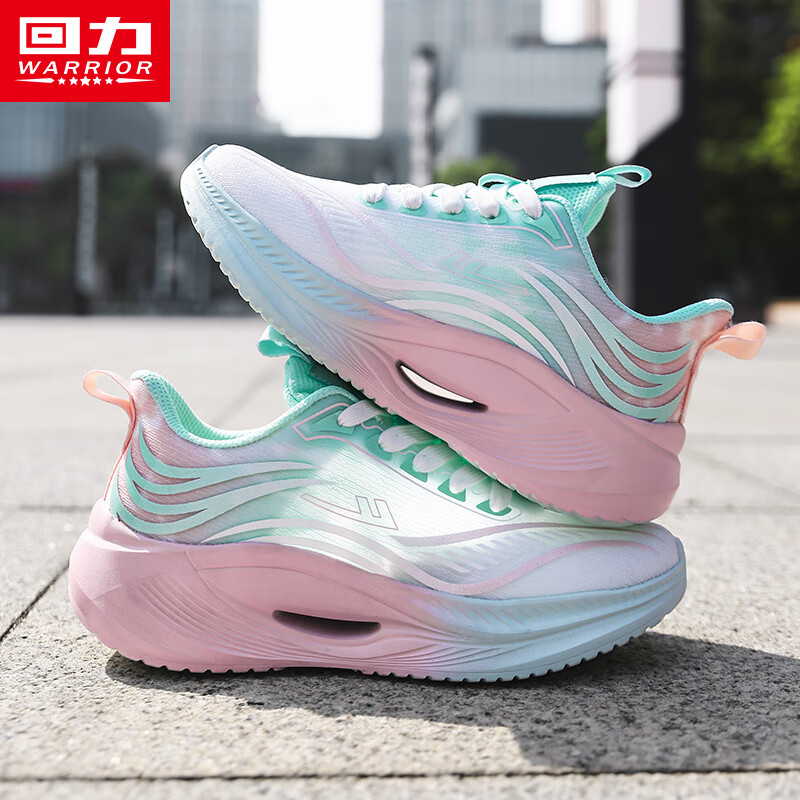 回力女鞋运动鞋女网面透气2026新款夏季轻便软底鞋子女薄款跑步鞋 白绿粉【网面款】 35 (225mm)