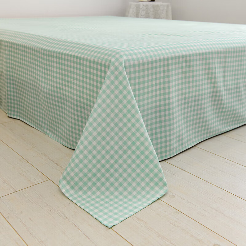 软贝 小清新四件套 透气亲肤 印花卡通简约田园套件被套床单床上用品 朵朵情怀-绿 2.0m 床单款 四件套(被套200*230cm)