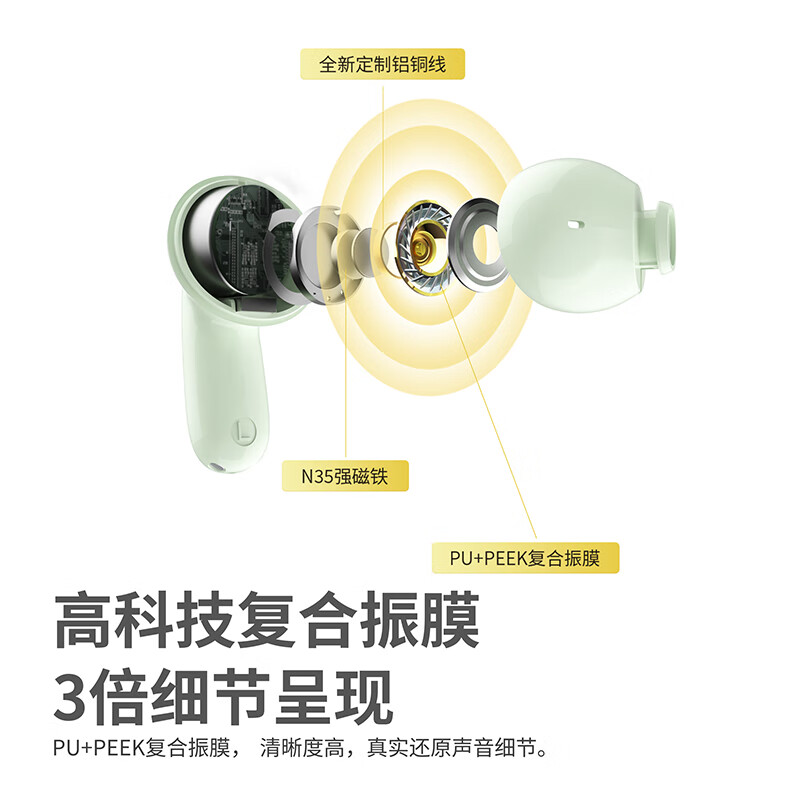 眷蜀JSOUL Mate Air Ai智能翻译会议记录半入耳真无线蓝牙耳机主动降噪超长续航游戏运动音乐低延迟 Ai暮山紫