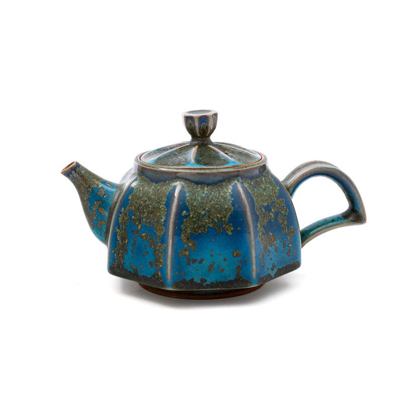 孔家钧窑官窑钧瓷青莲壶功夫茶具家用泡茶壶 【套装 一壶六杯】 260ml