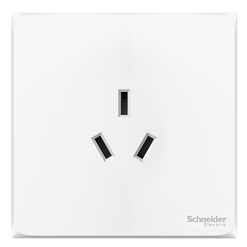 施耐德开关插座面板86型墙面斜五孔插座面板 皓呈系列奶油白色 16A三孔 插座