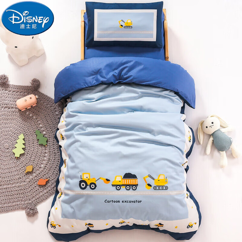 迪士尼（Disney）A類幼兒園被子三件套棉質(zhì)棉床品寶寶入園午睡專用午托被褥用品 搬運(yùn)車車 床單款 夏季羽絲棉被6件套1斤被