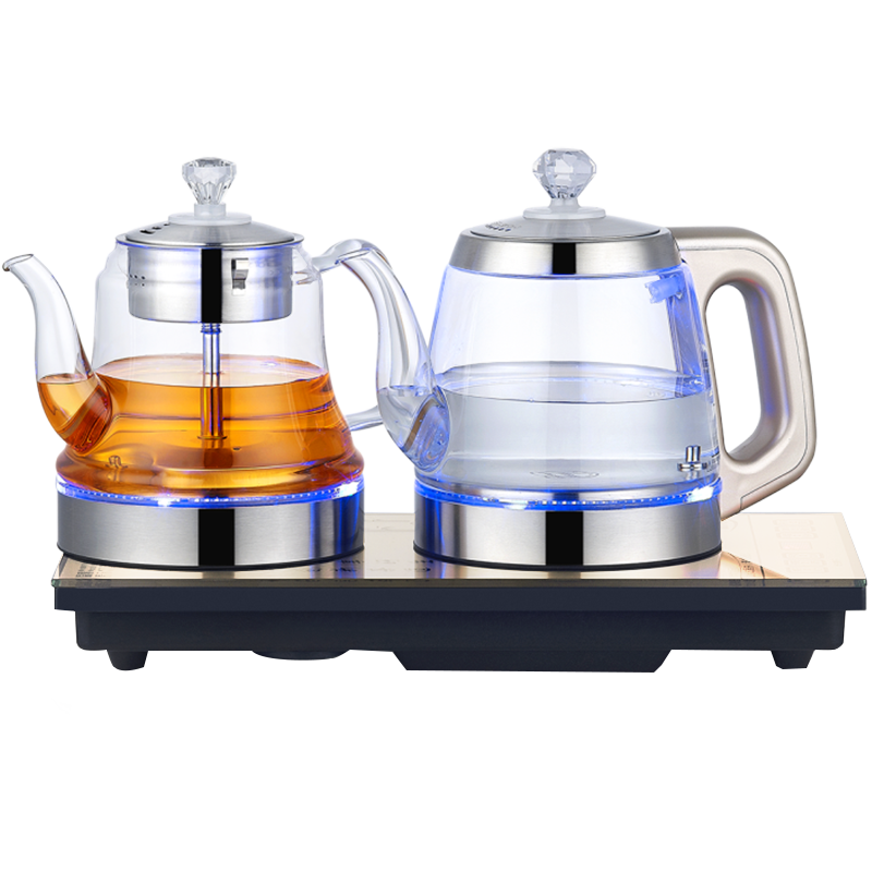 开品 全智能底部一键全自动上水电热茶壶烧水壶 办公家用保温泡茶煮茶煮水 茶具套装嵌入式玻璃煮茶器 香槟金（茶台嵌入尺寸20X37CM）桶装水款 自动上水10037341814297