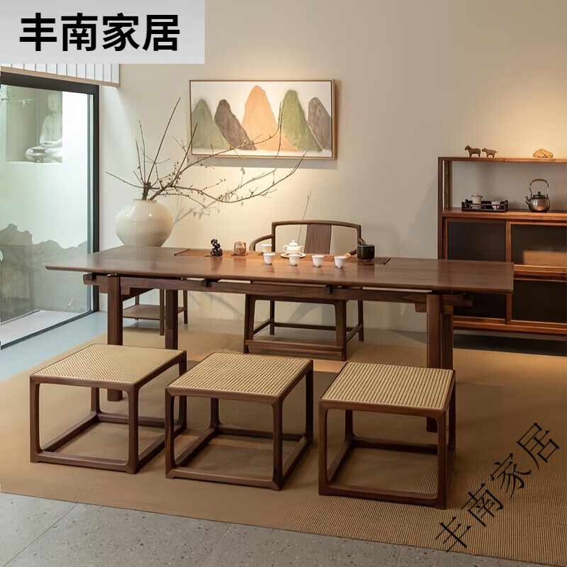 古越龍騰新中式茶桌2025款禪意風(fēng)實(shí)木茶臺家用胡桃木泡茶桌茶室功夫茶臺 1.8米(白蠟木)