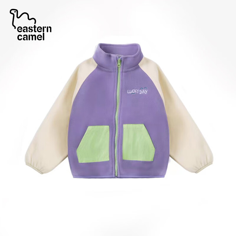 东方骆驼秋季新款童装儿童摇粒绒保暖外套女童男衣服女小童春款摇粒绒外套 灰色 100