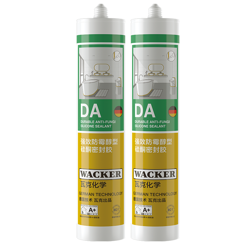 瓦克（WACKER） DA防霉玻璃胶厨卫密封胶防水美容胶中性硅胶马桶封边胶 白色2支