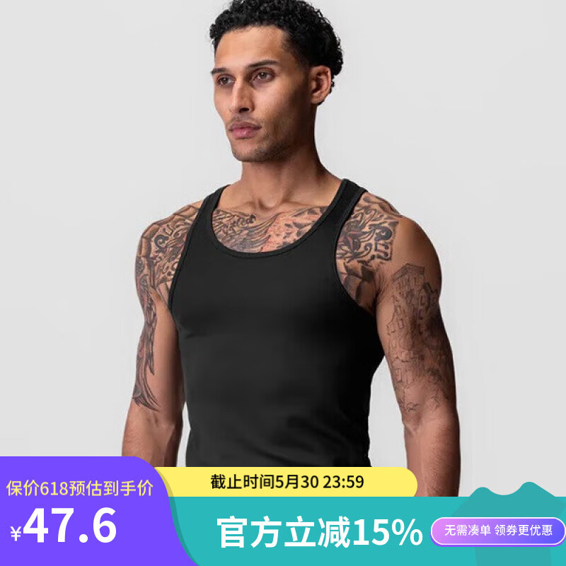 ASRV美式速干运动背心男紧身夏季外穿跑步篮球跨栏坎肩健身无袖透气 黑色 M 建议160-170CM100-120斤左右