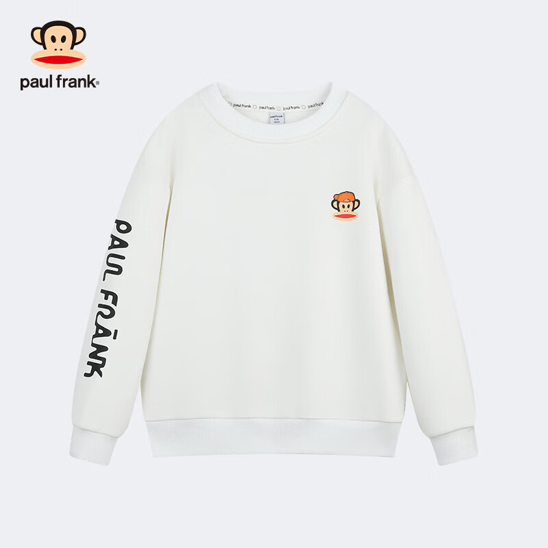 大嘴猴（paul frank）童装儿童卫衣2025秋冬款男女童休闲宽松舒适中大童运动圆领上衣 104F米白 160