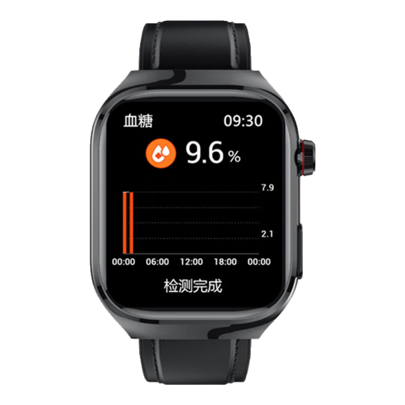 BLEBO【動(dòng)態(tài)血糖血壓】手表微體檢預警尿酸血脂心率心電圖血氧體溫健康儀運動(dòng)手腕環(huán) 黑色皮帶【無(wú)創(chuàng  )血糖+一鍵微體檢+五臟檢測】