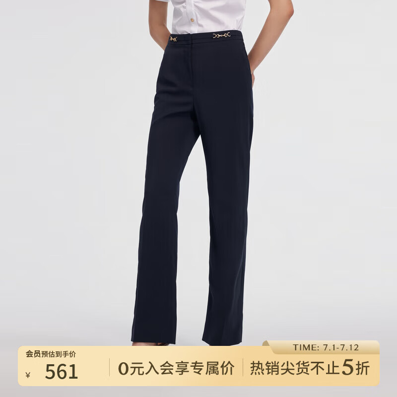 SCOFIELD高腰通勤褲裝顯瘦直筒西裝褲修身休閑褲2024夏季新款 藏青色 XL 175