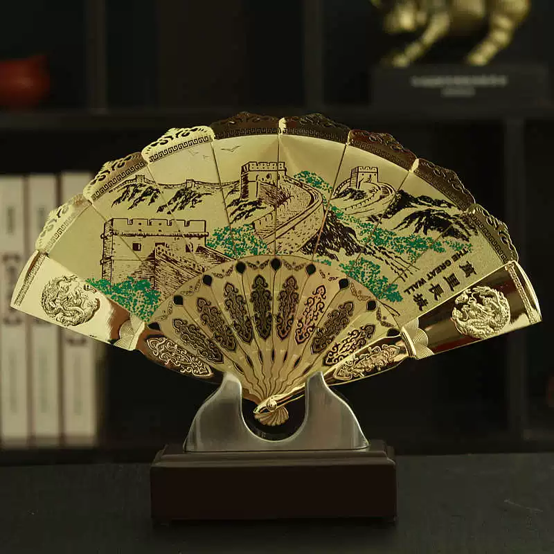 卓誉造物中国特色京剧脸谱扇子摆件送老外中国特色礼物故宫文创商务伴手礼 万里长城