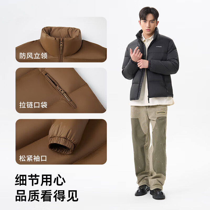 千仞岗新款秋冬短款羽绒服立领百搭休闲日常通勤保暖时尚外套男士防寒服 松柏绿 L (170)
