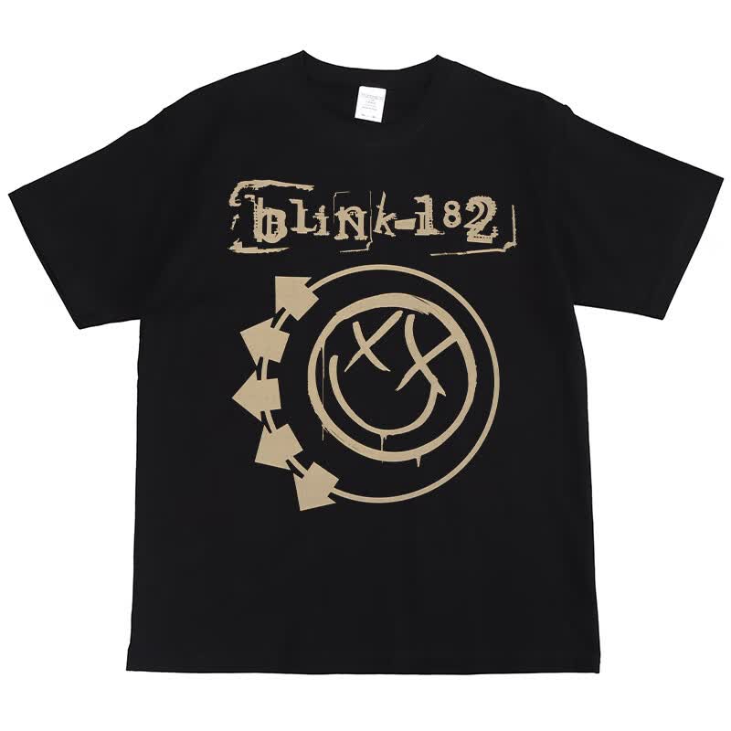 皇古迪Blink182朋克摇滚乐队性涅槃nirvana美式街头嘻哈复古短袖T恤 黑色431 S