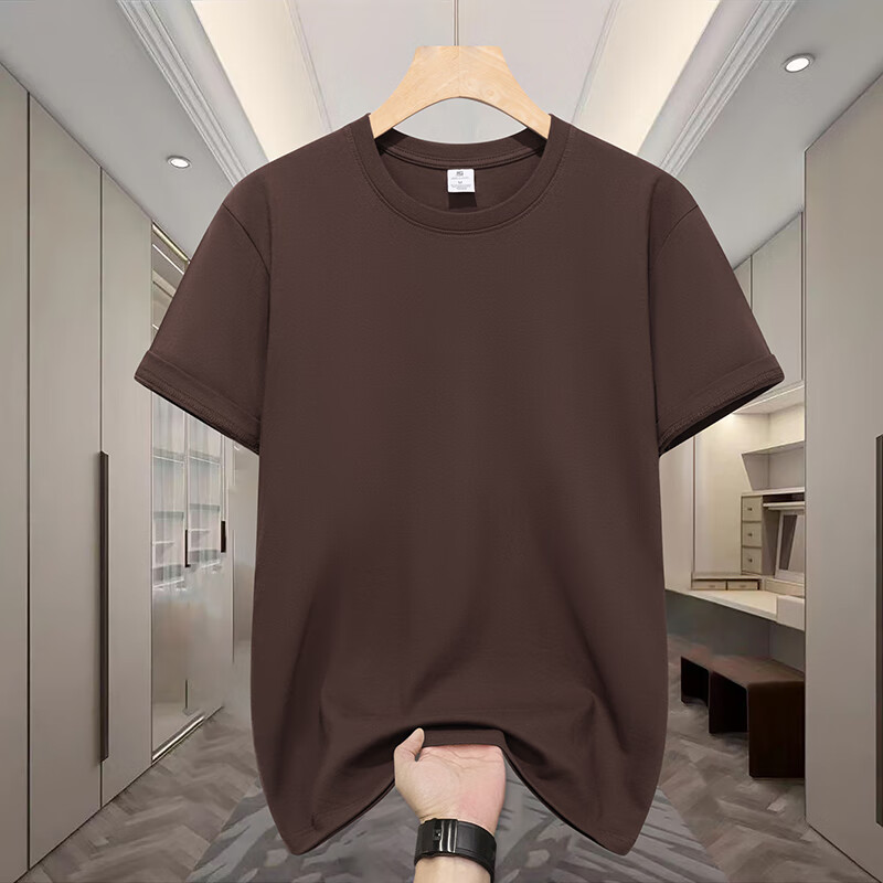 夏季胖子衣服大码100%纯棉圆领休闲宽松短袖t恤男纯色半袖打底衫 军绿色 10XL 300-310斤