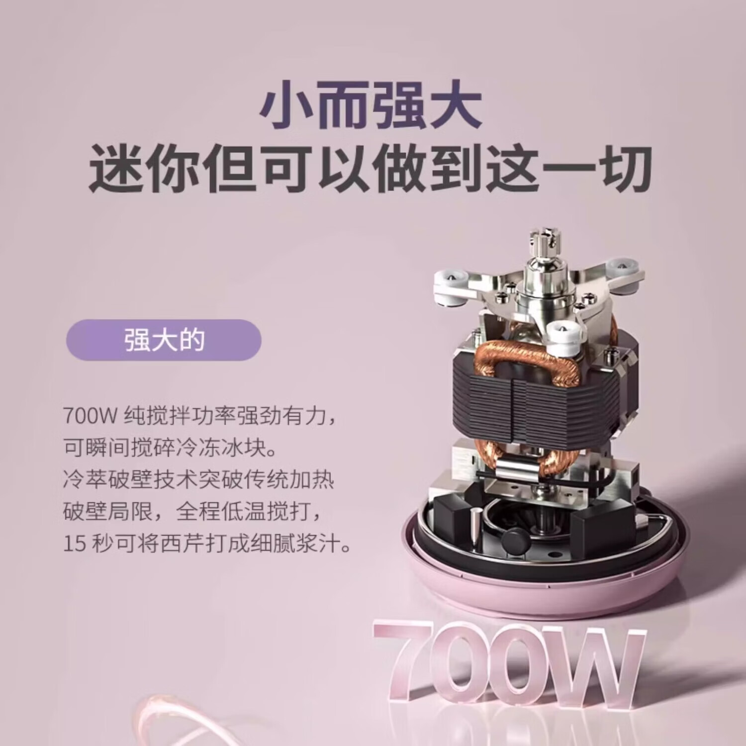 膳美师(Thimax)轻食mio破壁机家用多功能迷你小型辅食机全自动免滤料理果榨汁机 【旗舰正品】BL3466-玫瑰布朗