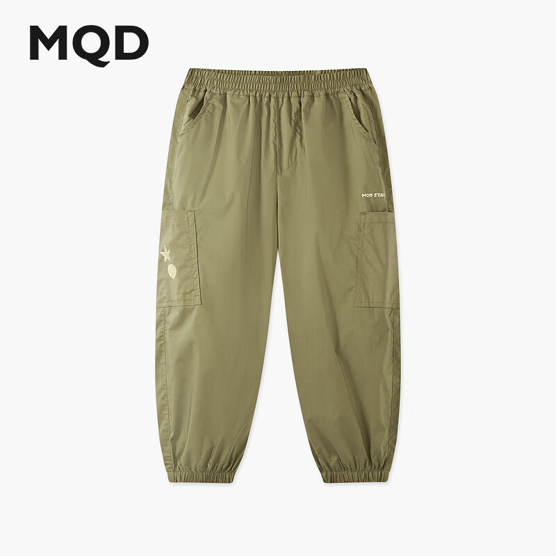 马骑顿（MQD）男大童夏季新品户外露营轻薄可防蚊裤子工装束脚休闲裤 军绿 140