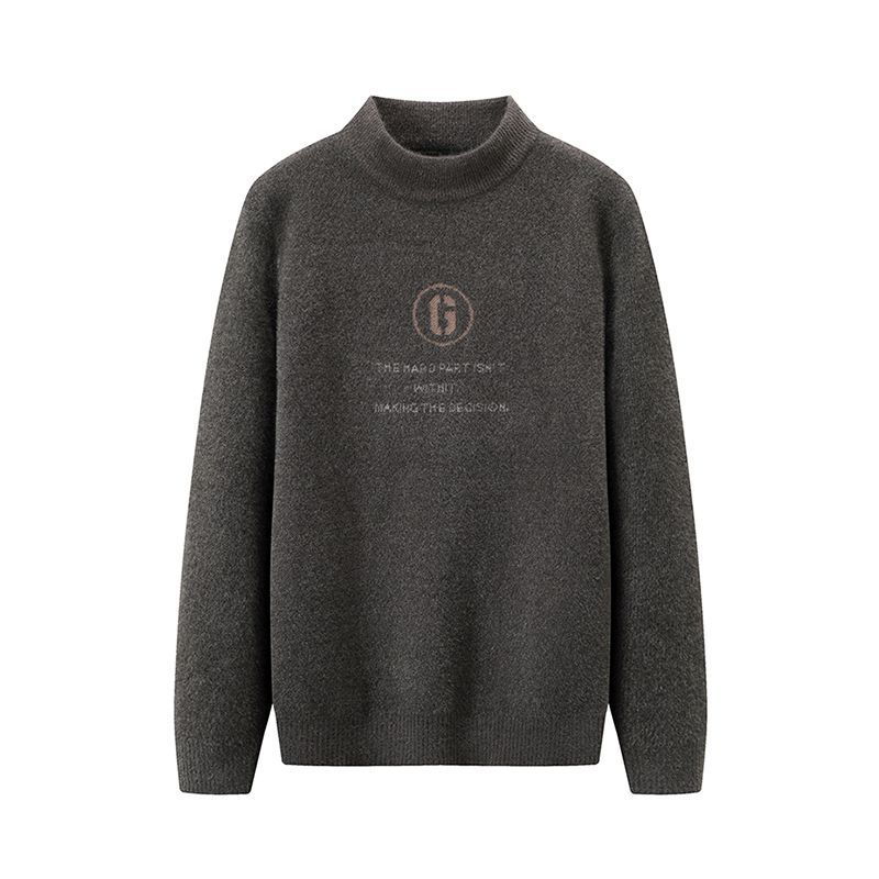 阿仕顿（ARTSDON）Artsdon/阿仕顿2025春秋款青年男士新款舒适半高领时尚休闲针织衫 烟灰 M (165)