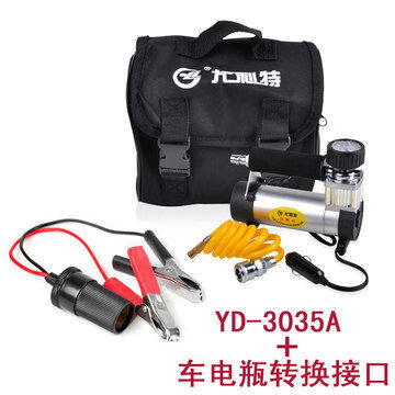 尤利特YD3035打氣泵汽車用車載充氣泵單缸電動(dòng)12V大功率便攜式 3035A標(biāo)配版電瓶夾