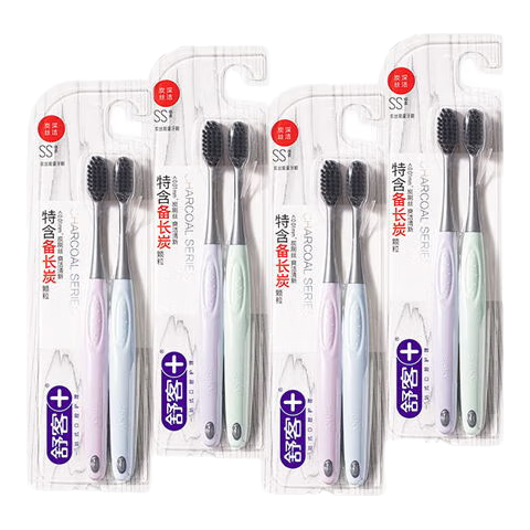 舒客炭絲能量牙刷軟毛小頭家用家庭裝成人男女專(zhuān)用情侶高檔牙刷 炭絲軟毛牙刷 8支 +2支旅行裝牙膏