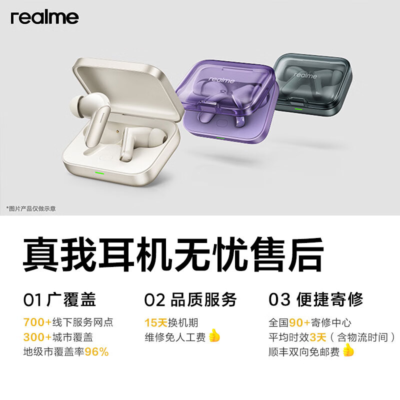 真我（realme）Buds T310 无线蓝牙耳机 46dB混合降噪 40小时长续航 通用苹果安卓小米手机 蓬勃黑