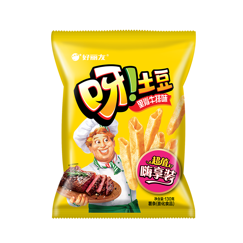 好丽友（orion）呀土豆里脊牛排味130g 休闲零食薯条膨化食品小吃