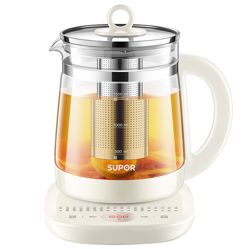 苏泊尔（SUPOR）养生壶煮茶壶 1.5L家用保温花茶壶煮茶器316L不锈钢 恒温电热水壶烧水壶SW-15YJ08
