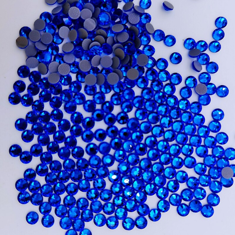 新品奥钻五彩平底烫钻 衣服DIY贴钻补钻带胶幻彩钻深蓝钻烫图配饰 绿色5毫米20号钻一包数量1440颗