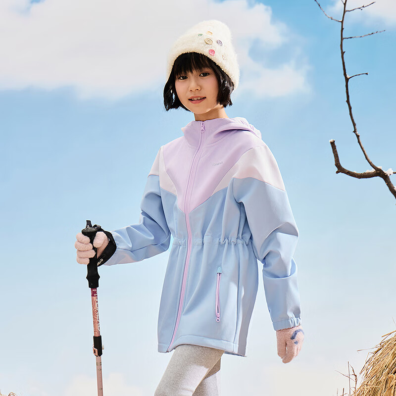 探路者(TOREAD)女童外套 秋冬款童装儿童软壳外套QAEEBL94122 冰河蓝 140