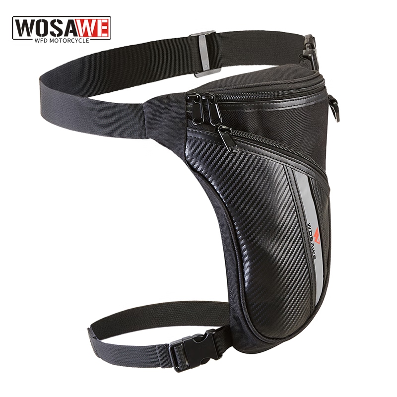 沃薩維（WOSAWE）越野摩托車(chē)腿包機車(chē)騎士包可調節腰包反光防水戰術(shù)摩旅裝備 黑色三角款