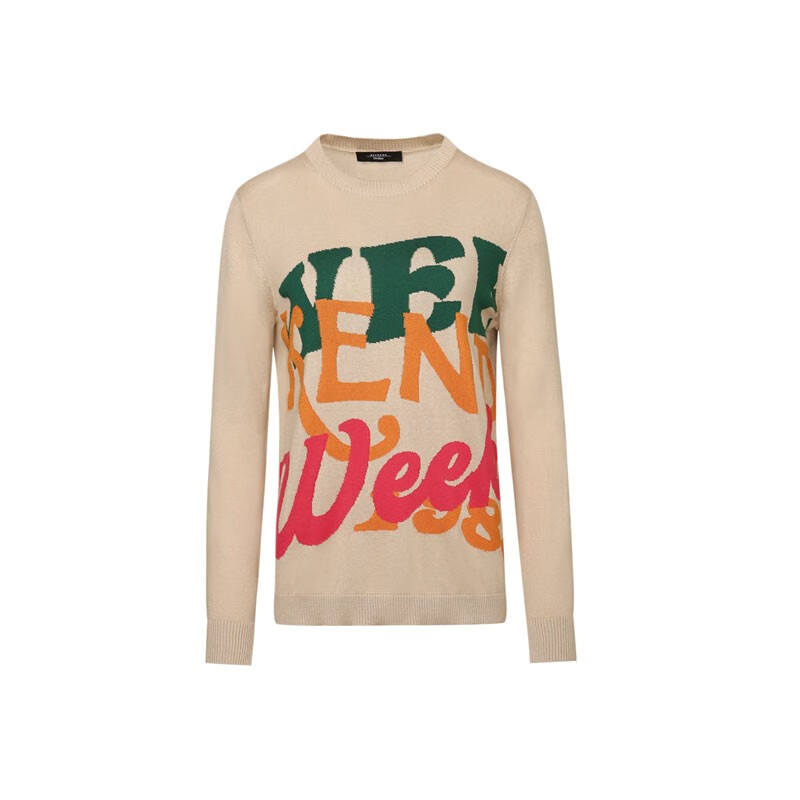 麦丝玛拉 weekend maxmara 女士经典字母logo刺绣长袖针织衫 卡其色