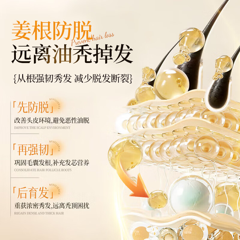 聚容防脱育发洗发水生姜侧柏叶固发控油植物萃取防脱洗发水去屑止痒 防脱密发洗发露（植物萃取） 500ml*2瓶（周期护理）