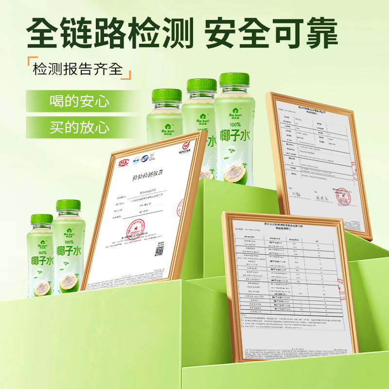 RA.BURI泰国100%天然椰子水泰国电解质果汁饮料断饱腹感0添加年货礼盒 350ml*6支
