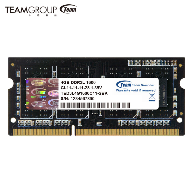 十铨（Team） 4GB DDR3 1600频率 笔记本内存条 低电压版