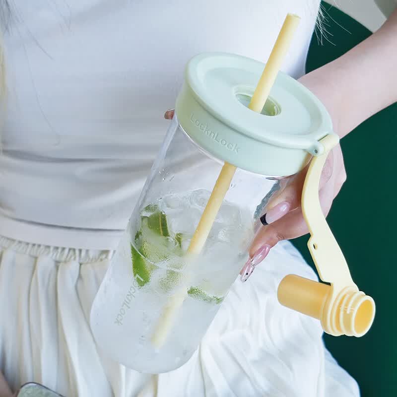 乐扣乐扣(LOCK&LOCK)奶茶杯塑料杯吸管杯便携水杯女果汁咖啡杯720ML 只此青绿