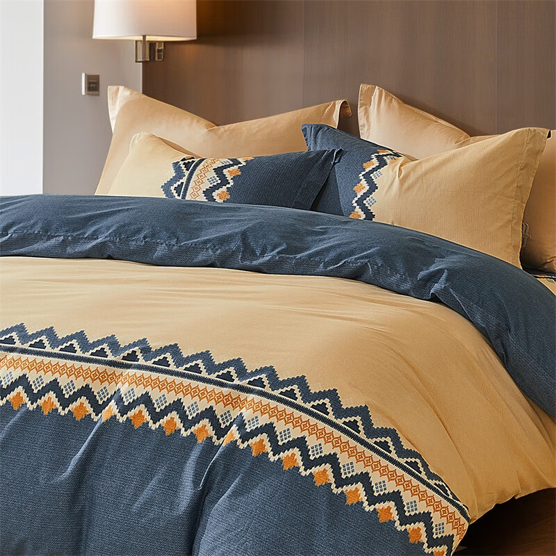 水星家纺被套单件 100%纯棉 阳光全棉舒适面料 居家宿舍被罩床上用品 【100%棉&amp;不易褪色】被套-远山 150cm×210cm