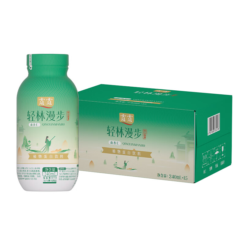 露露東方茶韻輕林漫步抹茶味飲料240ml*15瓶 0植脂末即飲杏仁奶茶 輕林漫步抹茶味240mL*15