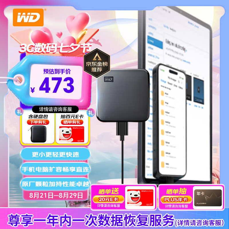 WD/�������� Elements ��Ԫ�� Type-C/Type-A�ӿڹ�̬Ӳ�� �������洢 1TB