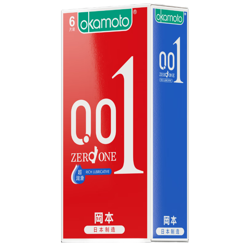 冈本（OKAMOTO）超薄避孕套 001超润滑6片 男女用成人情趣计生用品0.01mm安全套套