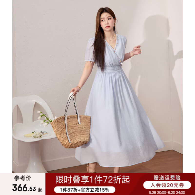 藍(lán)語大碼女裝波西米亞度假風(fēng)天絲連衣裙夏季收腰遮肚優(yōu)雅a字長裙 藍(lán)色 現(xiàn)貨 XL 【建議120-140斤】