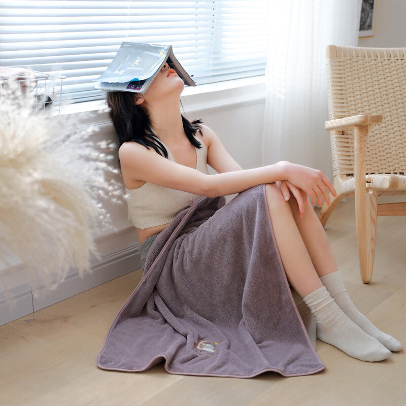 【直发】秋冬洗澡大毛巾吸水浴巾成人男女 珊瑚紫 90*180
