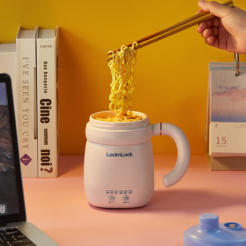 乐扣乐扣迷你养生壶养生杯热牛奶杯出差烧水杯户外电热水壶旅行热水壶便携式烧水壶小型加热水杯电炖煮杯 白色 0.35L