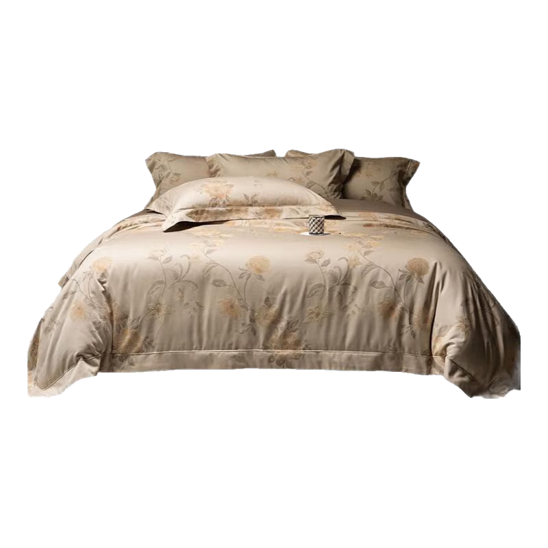 柚言秋冬磨毛四件套美式田園100S天絲棉數(shù)碼印花被套高端柔軟保暖床品 朝花拾夢（紫） 1.5/1.8米床 床單款 （被套200*230cm）