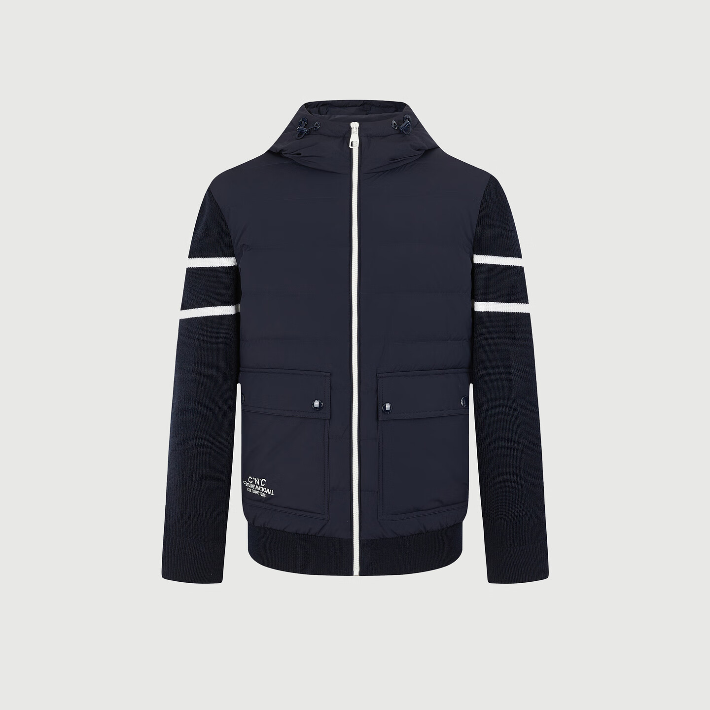 C'N'C【奢侈品衣服】CNC25秋冬新款连帽轻薄羽绒服拼接撞色外套男 藏青 54 /XL/(185/100A)