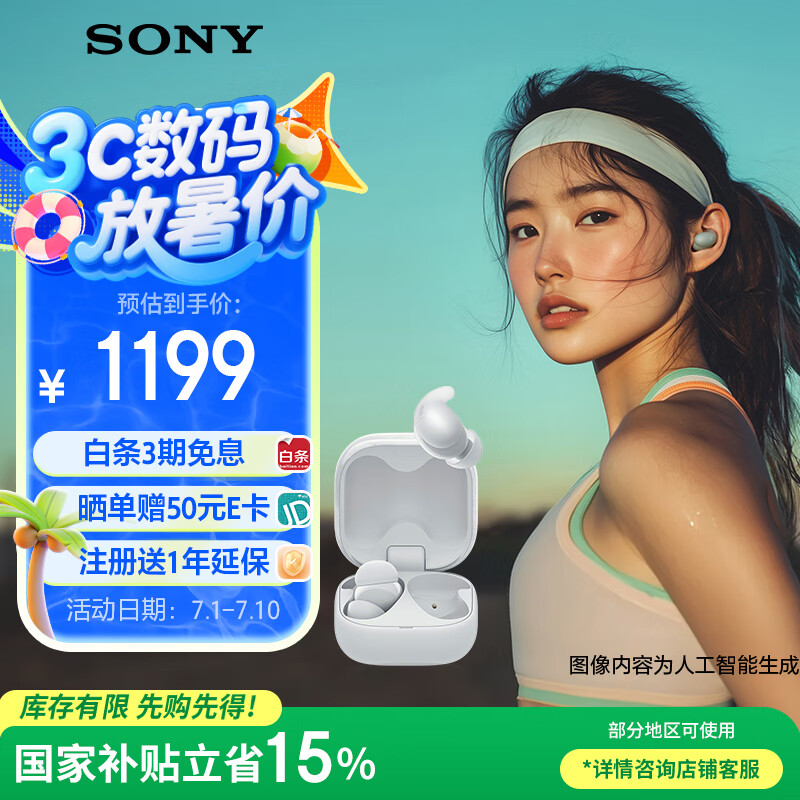 索尼（SONY）【新品上市】LinkBuds Fit 白色 Hi-Res舒适降噪真无线耳机