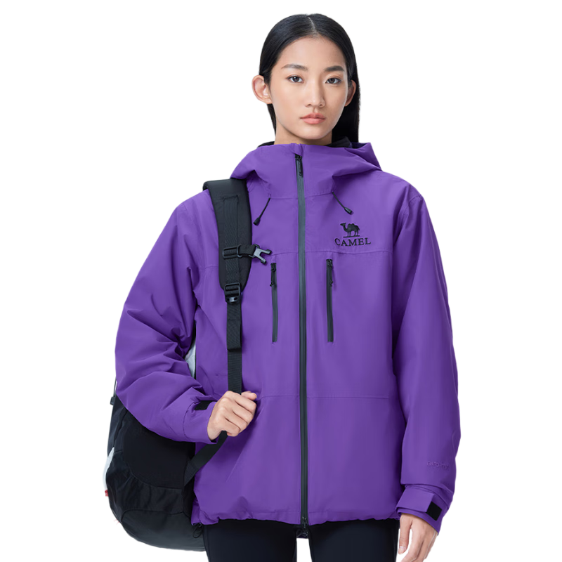 骆驼女装硬壳冲锋衣男款三合一可拆卸外套户外暴雨防水登山服