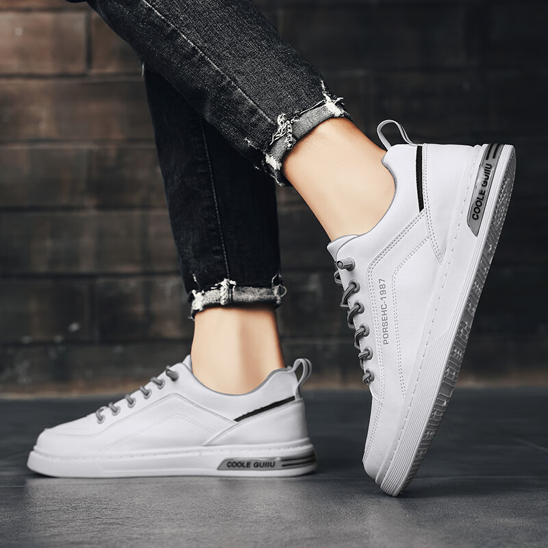 西域骆驼（VANCAMEL）男鞋子男2025秋冬季休闲鞋男士潮流板鞋男时尚商务软底运动小白鞋 【官方正品 品质保证】米色配色 44