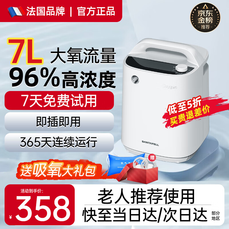 舒坦福家用制氧机吸氧老人1L-7升氧气轻音孕妇小型便携高原雾化呼吸增氧 B11s标准款【96%氧浓度+即插即用】