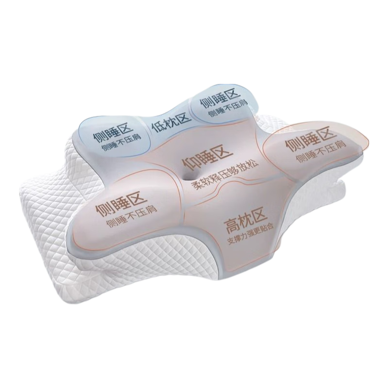 蝶形护颈枕颈椎枕记忆枕慢回弹人体工学多功能侧睡枕头美容枕 【4D人体工学蝶形护颈枕】 单只装 62*41*（11-13）cm